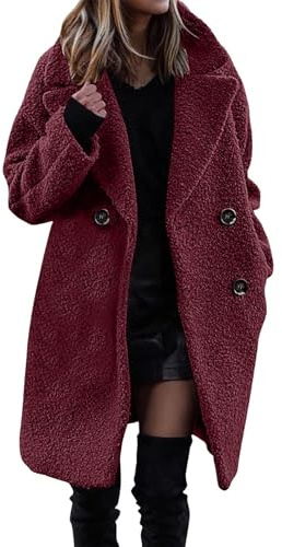 Trenchs Moelleux pour Femmes pour Femmes 2024 Manteau à Manches Longues à Revers Veste Polaire Vêtements d'extérieur décontractés à la Mode Grosse Veste Bouffante