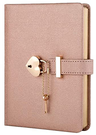 Notebook Heart Shaped Combination Lock Diary with Key Personal Organizers Secret Notebook Gift for Girls and Women Notebook(Gold)