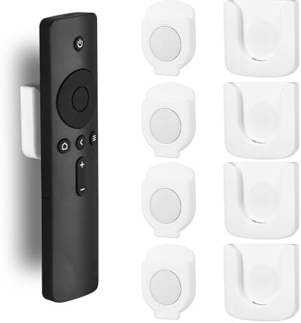 SANGFUN Support Magnétique pour Télécommande, 4 Pièces Porte Telecommande Mural, Sans Perçage Support de Télécommande, Supports de Télécommande Magnétiques Puissants pour Famille Bureau École (Blanc)