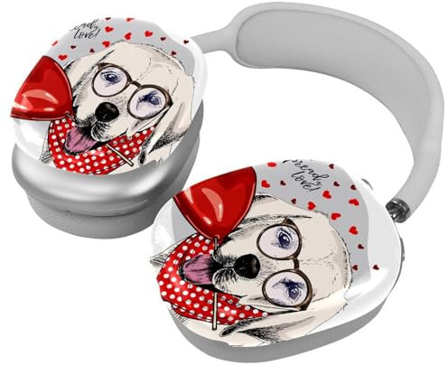 Schutzhülle für AirPods Max Kopfhörer, 2 Paar Anti-Kratz-Ohrmuscheln Abdeckung für AirPod Max, Zubehör Schutzhülle - Red Dots Schal Doggy Bite Heart Balloon