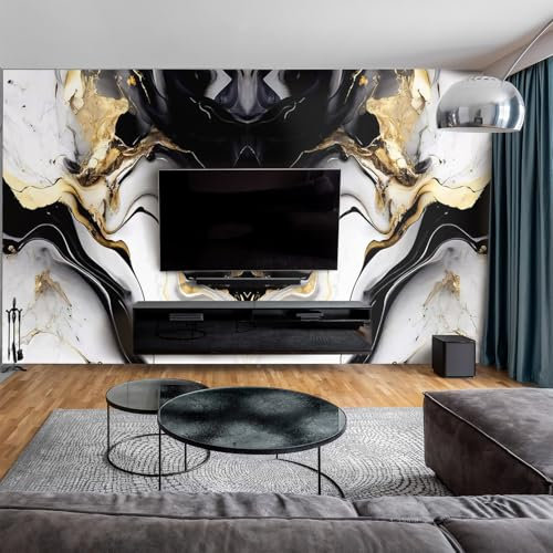 dedeco Wohnzimmerrückwand TV-Wand Wandpaneel Wohnrückwand Rückwand Tapetenersatz, Motiv: Marmor V17, 300 x 150 cm, Nano-Protect: matt, wasserfest, robust, als Wandverkleidung aus Aluminium
