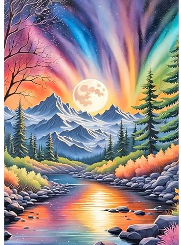 QQYRHN Diamantmalerei-Set für Erwachsene: 5D Mond-Diamant-Kunst, DIY-Rund-Diamant-Kits, Modernes Kunsthandwerk, 12x16 Zoll, Nicht zusammenklappbar