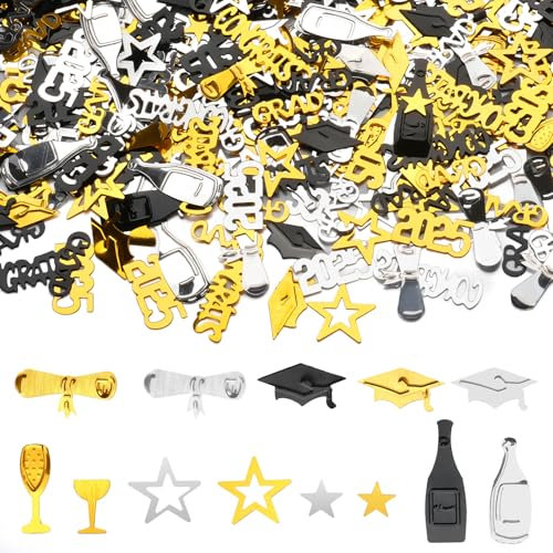 2025 Graduation Deko, 500 Stk Konfetti Bachelor Deko Tischdeko, Schwarz Gold Abschluss Deko, Prüfung Bestanden Deko, Congratulations Grad Bestandene Prüfung Geschenk