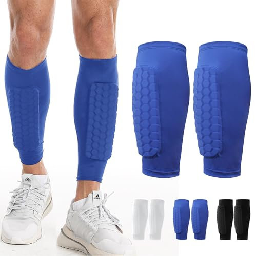 AUNGKWANG 2 Stück Schienbeinschoner Kinder Fussball, XS/S/M/L/XL Schienbeinschoner für Fußball, Atmungsaktiv Rutschhemmend Stabil, Wadenschutz, für Männer, Frauen, Kinder und Jugendliche (Blau)