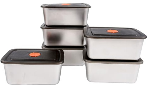 CZCMYAU 6pcs Stainless Steel Food Containers with Lids Stackable Reusable Meal Prep Containers Stainless Steel Food Storage Containers for Oven Freezer Dishwasher Safe 500ml