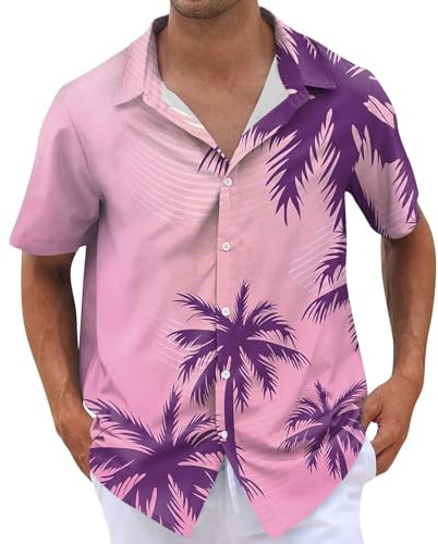 Chemisette pour Homme Chemise Homme Coton Violet 2XL