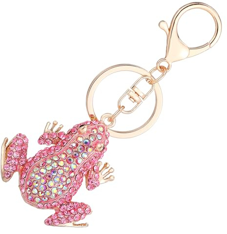 Wincredulous Porte-clés grenouille mignon en strass pour amoureux des grenouilles, sac à main, breloques pour homme, décoration de clé de voiture