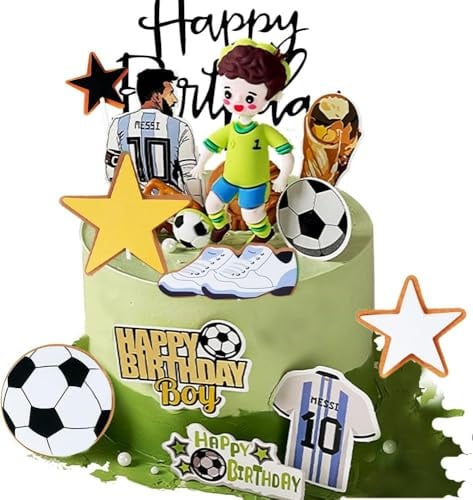 Tortendeko Fußballer Junge, Tortenaufleger Fussball Deko Geburtstag Kinder, Fußball Tortendeko, Cupcake Toppers Deko, Fußball Kuchen Deko für Junge Geburtstag Party