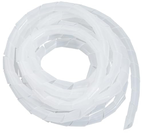 CALFOVERA Gaine de Protection en Spirale PE 5 m X 14mm Anti Emmêlement pour Câbles Électriques Gaine de Gestion de Câbles en Plastique Blanc pour Câbles Vidéo PC TV Ordinateur
