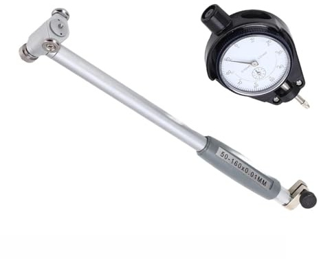 Wakects Bohrungslehre Messuhr Set 50-160 mm Innendurchmesser Messuhr Aluminiumlegierung Bohrungsmessgerät Innenmessgerät Innenmessuhr Zylinder Messlehre Industrie Messwerkzeug