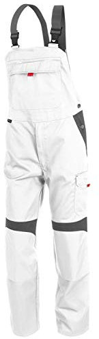 KÜBLER Workwear KÜBLER INNO Plus Arbeitslatzhose weiß, Größe 24, Herren-Arbeitslatzhose aus Mischgewebe, Arbeitslatzhose mit Knieschutztaschen nach EN 14404, leichte Arbeitslatzhose