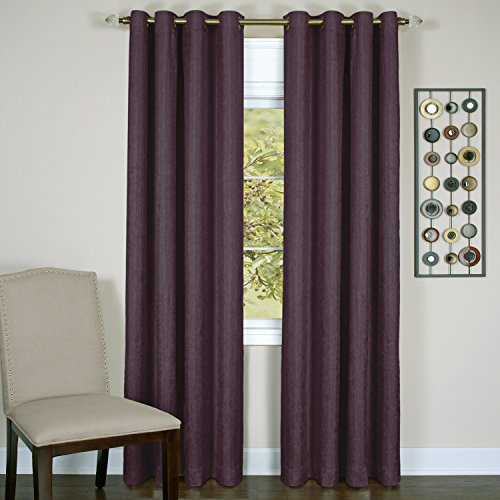 ACHIM Light Filtering Curtain Panels for Windows - 52 x 63 - Aubergine - Room Darkening Lined Grommet Drapes for Bedroom & Living Room - Polyester, Machine Washable