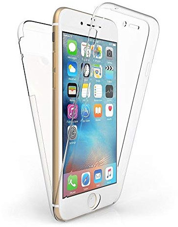 TypeandColor Cell Phone Case, Clear Silicone Gel Case Cover, iPhone 6/6S, Full Protection (Front & Back