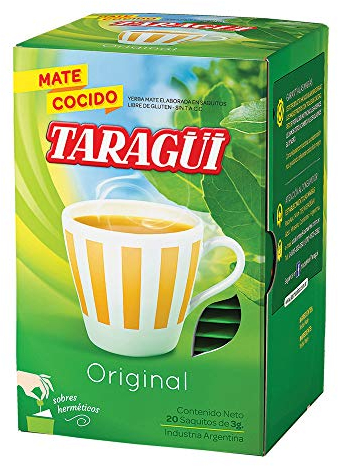 Yerba Mate Taragüi en saquitos 20 unidades. Esta infusión de yerba mate es una fuente natural de energía que estimula el esfuerzo intelectual y físico.