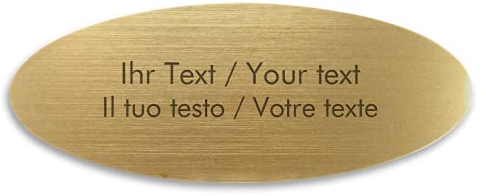 Letrero de timbre con grabado personal, Letrero de plástico dorado-metálico, 115 x 45 mm, ovalado