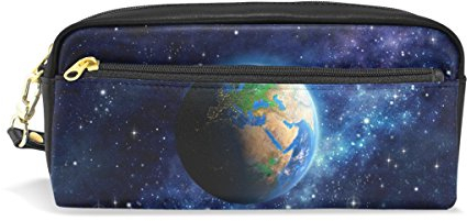 coosun Planet Erde im Weltall Studenten groß Kapazität PU Leder Federmäppchen School Pen Tasche Tasche Stationäre Fall Make-Up Kosmetiktasche