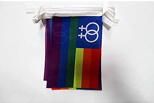 AZ FLAG - Guirlande Drapeau Arc-en-Ciel Double Venus - 6 Mètres Avec 20 Fanions Lgbt - Lesbien - Rainbow De 21x14 cm - Petits Drapeaux 100% Polyester - 60g