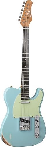 EKO GUITARS – VT-380 Relic Daphne Blue, E-Gitarre, Korpus aus Paulownia, Hals aus Ahorn, Griffbrett aus South American Roupanà, Farbe Daphne Blue