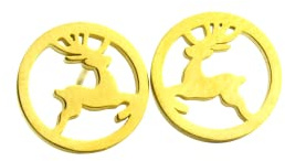 Edelstahl Ohrstecker Hirsch Reh Bock Märchen Geweih Jagd Trachten Kreis rund Schmuck Stecker golden