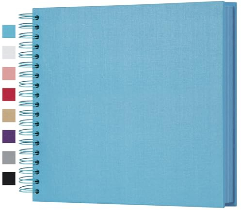 potricher 10 x 10 Inch DIY Scrapbook Photo Album Hardcover Kraft Blank Blue Page Wedding and Anniversary Family Photo Album (Blue, 10 Inch)