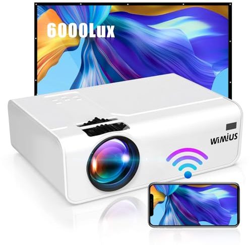 WiMiUS 10000 Lumens Mini vidéoprojecteur portable de support 1080P Full HD HiFi compatible avec Smartphone/PC/AV/TV Stick / PS4