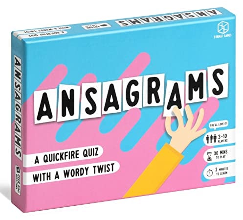 Format Games Ansagrams Trivia Card Game | A Quick-Fire Quiz Age 12+ With A Wordy Twist | 3 Players + | Ages 12+ | 500 Questions | 30 Minute Play