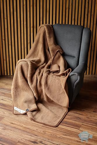 Wolldecke Schurwolldecke, Gewichtsdecke, Beschwerte Decke aus 100% Merino (Brown, 200 x 200)