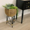 Charles Bentley Casablanca Tripod Plant Stand Large 60cm x 36cm Natural Black Rattan Tall Planter Raised Woven Cross Leg Indoor Outdoor Home Raised