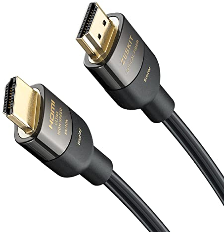 Zeskit Optical Fiber 15m (49ft) 48Gbps Ultra High Speed HDMI Cable 8K60 4K120 144Hz eARC HDR HDCP 2.2 2.3 Compatible with Dolby Vision Apple TV 4K Roku Sony LG Samsung Xbox Series X RTX 3080 PS4 PS5