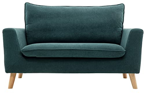 Miliboo Skandinavisches Sofa 2-Sitzer mit Samteffekt in Blaugrün Jonas