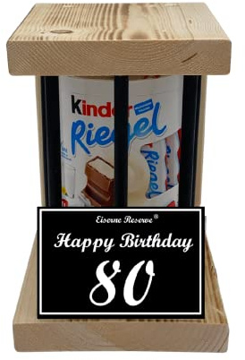Kinder Riegel - Notfall Geschenk - Black Edition - (10 x 21 g) Happy Birthday 80 - Geschenk zum 80. Geburtstag
