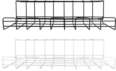 Kabelführung Korb/Kabelhalter, Kabelmanagement, Kabelkanal als Unterbau für Schreibtisch, Tischplatte, Stromverteiler, Ladegeräte, Netzteile, Zuhause & Büro, Metall, Stabiler Halt (1 Stück, Black)