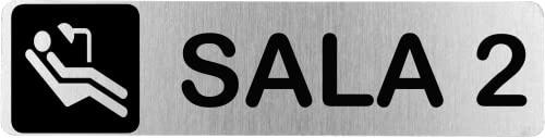 Becral® - Segnale in acciaio inossidabile adesivo SALA 2 | Placca porta | Segnale informativa | Cartello clinico Dental 200 x 50 mm