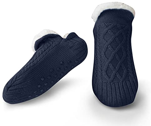 Litthing Chaussettes Antidérapantes Femme Homme, Chausson Femme pour Maison | Chaussette Antidérapante Thermique Hiver à Intérieur Polaire, Chaussons Chaude Grosses Pour Cadeau Noël, Taille 35-45