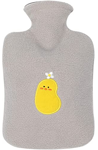 TIANYIA Hot Water Bottles Unique Hot Water Bottle with Soft Cover, Leak Proof Hot Water Bag for Hand & Feet Warmer for Kids, Men & Women, Gray Portable