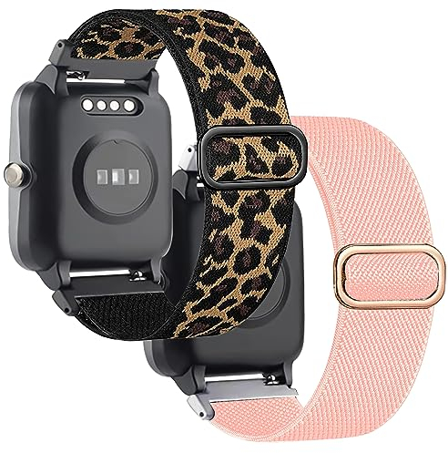 [2 Pack]Ersatzarmband Kompatibel mit Veryfitpro ID205L Watch , 19mm Dehnbare Nylonbänder mit Blackview ID205L/Yamay ID205L/Letsfit ID205L/Willful ID205L/Letscom ID205L/Fitpolo ID205L/Grv ID205L.