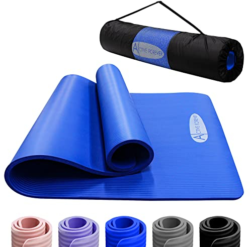 ACTIVE FOREVER Alfombrilla de yoga extra gruesa de 15mm, esteras de espuma NBR para yoga para hombres, estera de ejercicio grande y antideslizante con bolsa de transporte de viaje gratis(azul)