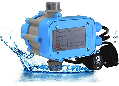 Ansobea Elektronische Pumpensteuerung 1100W 4800l/h, Druckschalter für Wasser, 10 Bar Druckwächter mit Kabel, IP65 Druckschalter für Wasserpumpen, überwacht den Wasserdurchfluss (1.5 Bar）