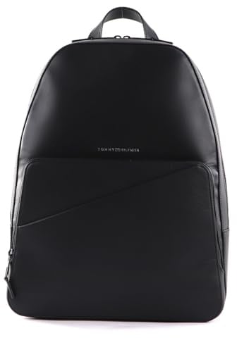 Tommy Hilfiger Leder Rucksack Laptoprucksack mit Laptopfach TH Business Leather Backpack Black schwarz