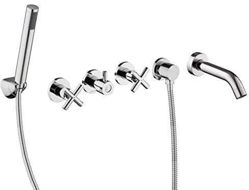 PaulGurkes Unterputz Set Badewanne Kreuzgriff Zweigriffmischer Fertigmontage