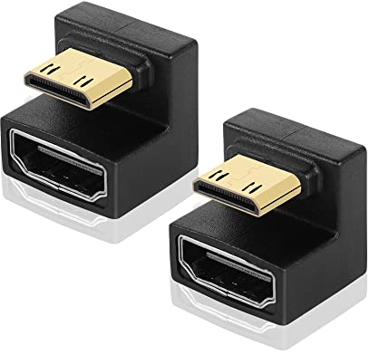 GINTOOYUN U Shape Mini HDMI to HDMI Adapter 8K Mini HDMI Male to 180 Degree HDMI Female Extension Adapter for Camera,Laptop,Tablet,HDTV,Projector 2 PCS(UP)