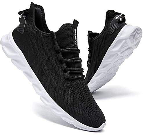 CAIQDM Basket Homme Chaussure Modae Running Sneakers Casual Marche Sport Basquettes Outdoor Gym Fitness Respirante Course Chaussures Noir Blanc 46 EU