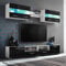Hommdiy TV-Schrank,5-TLG.TV-Wohnwand-Set mit LED-Leuchten,Hochglanz-Wohnwand TV/Medien-Weiß/Schwarz (Schwarz)