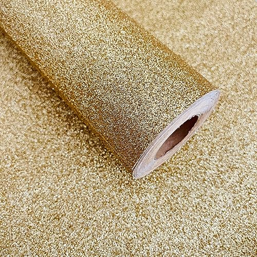 DHHOUSE Gold Glitzer Tapete, Selbstklebend Glitzer tapete für Wände (44 cm x 5 m)