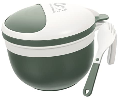 1 Set Instant Noodle Bowl with Lid Metal Joycon Metal Lunchbox Soup Mug Bowls Lunch Flask Food Jar with Lid Reusable Bento Bowl Handle Design Food Bowl Lunch Bowl ( Color : Green , Size : 14.5X12CM )