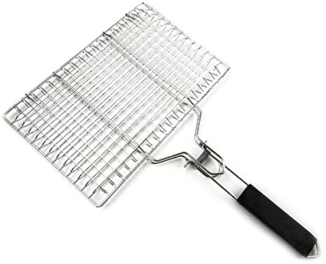 Ruiqas Faltbarer BBQ Grillkorb Edelstahl Grillen Kochgeschirr mit abnehmbarem Holzgriff zum Grillen von Fisch