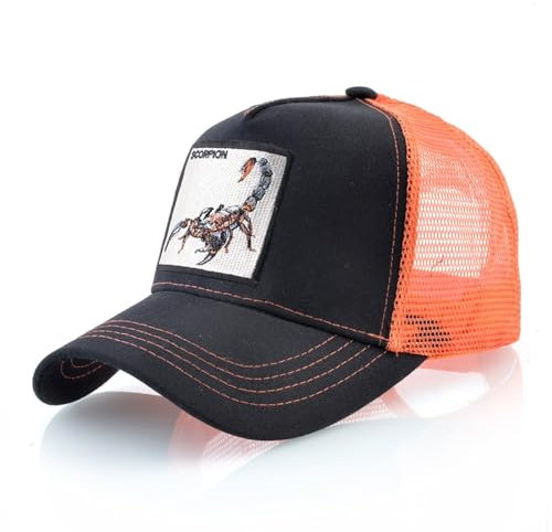 ZXRSJBL Skorpion-Stickerei-Muster, Tier-Netzmütze, bestickte Baseballmütze, Herren- und Damenmütze Street Dance Duck Tongue Cap
