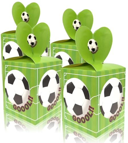 LiHuoRi Fußball Süßigkeiten Boxen 12 Stück,Fußball Süßigkeiten Box Geschenkboxen,Fußball Party Süßigkeiten Taschen,Fußball Papier Kuchen Taschen, Geschenkbo Kindergeburtstag Party Fußballpartys
