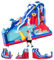 GOPLUS Château Gonflable Enfants sur Thème Dauphins, Parc Aquatique avec Toboggans, Mur d'escalade, Piscine à Jet, Canon, Panier de Basket, Aire de Jeux 3-10 Ans (sans Souffleur)
