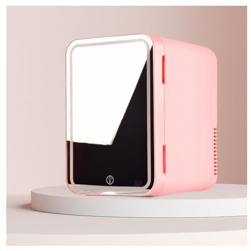 BesBet Car Mini Fridge, With Led Mirror, 8L Capacity Mini Mini Fridge, Hot And Cold, Car And Home Dual Use Skincare Mini Fridge, Cosmetic Fridge For Skincare,Pink